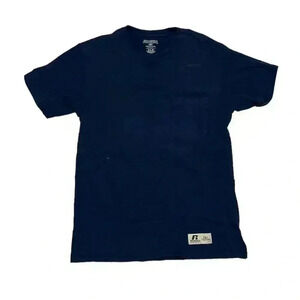 Vintage Russell Athletic Pocket T-Shirt Mens M Navy Blank Basic Pro Cotton